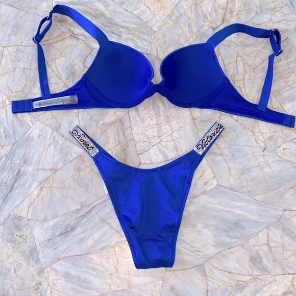 2 Pc Set 32C +Small Victoria's Secret Swim Shine Strap Sexy Tee Bikini + Bottoms - Picture 10 of 12